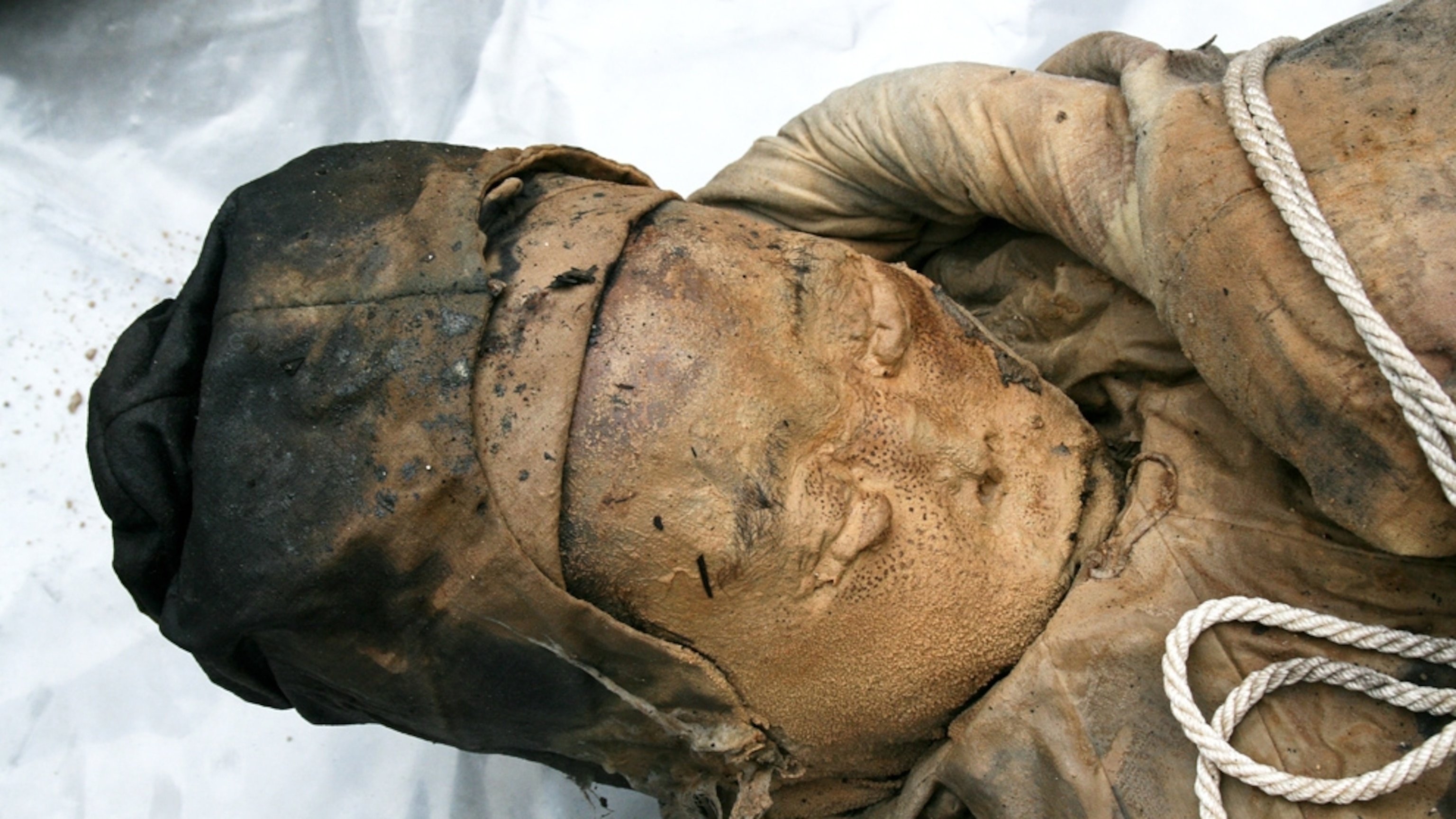 Pictures: Lifelike "Wet Mummy" Found During Roadbuilding