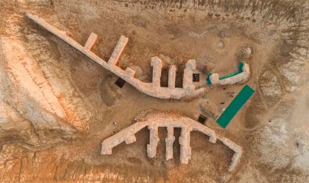 Aerial view of the structure in the ancient city of Girsu (modern Tello). (British Museum)