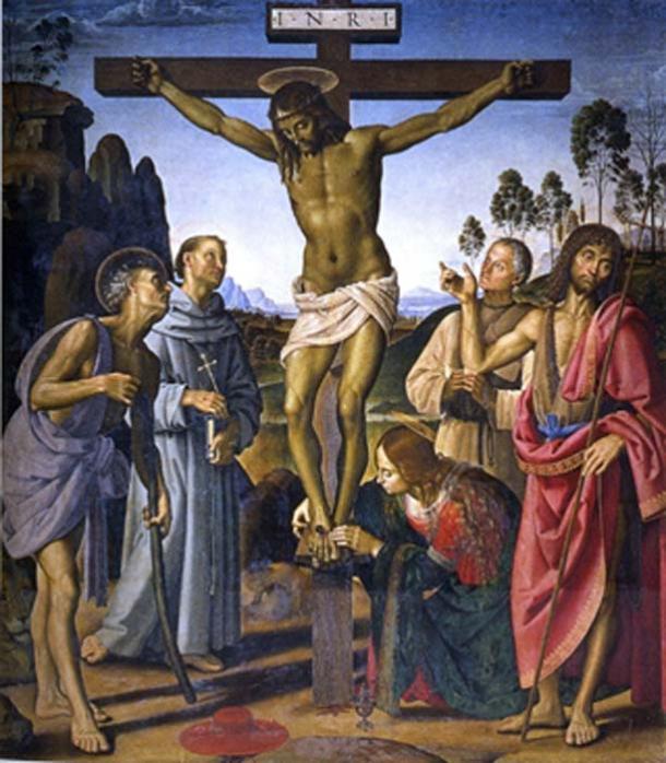 Crucifixion of Christ with Saints by Pietro Perugino circa 1485-90. (Public Domain)