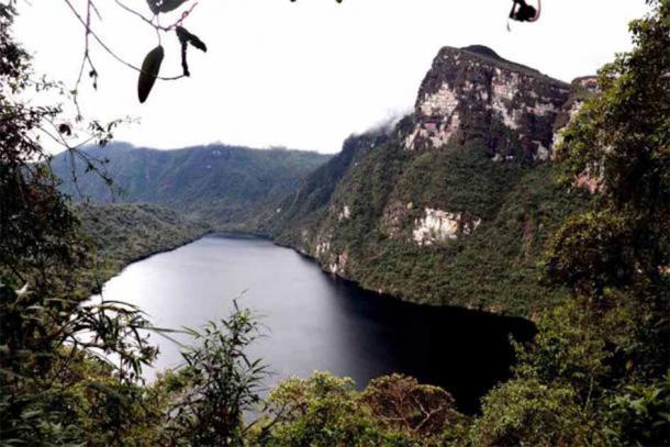 The Lagoon of the Condors, also known as the Lagoon of the Mummies, is famous because of the cliff face mausoleums containing ancient Chachapoya mummies. (JOSEROGER / Adobe Stock)