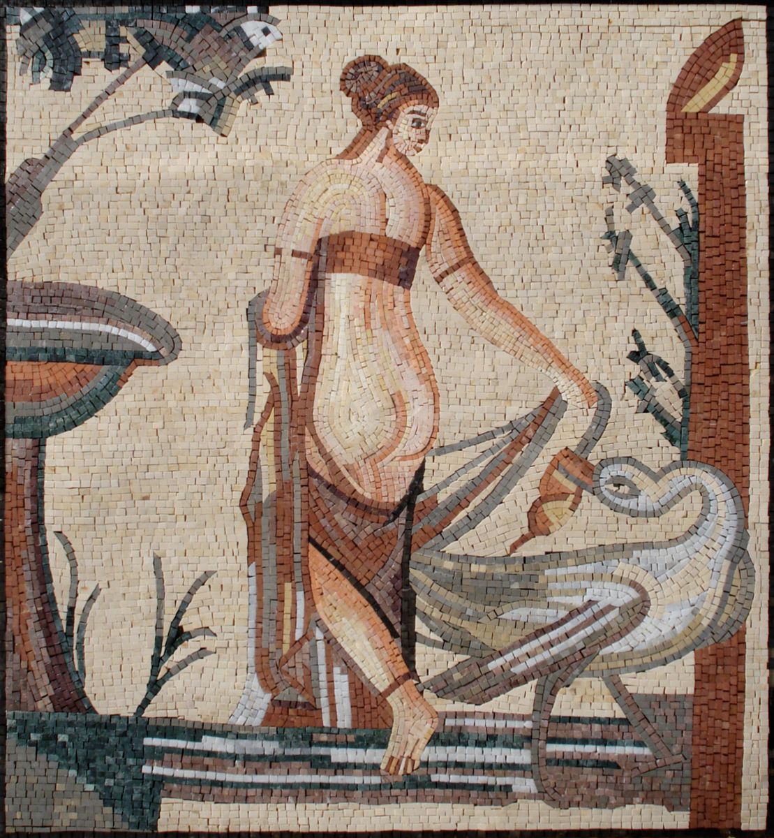 Leda and the Swan Mosaic - Mosaic Natural