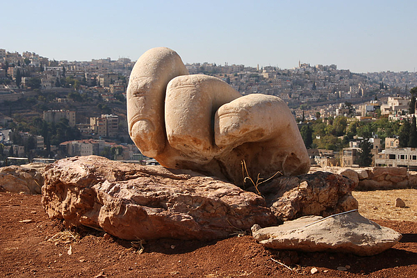 Hand of colossal statue. Art Destination Jordan, Amman Citadel