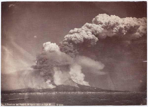 Mount Vesuvius, during an eruption much later in April 1872.Credit...Science & Society Picture Library/Getty Images