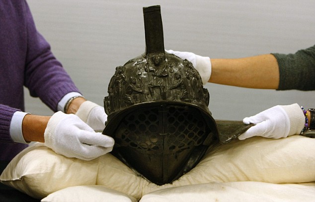 Pictured: The 2,000-year-old gladiator's helmet discovered in Pompeii's  ruins | Daily Mail Online