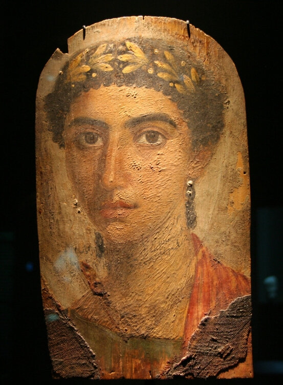 A Fayum portrait. Fayum mummy portraits are a type of naturalistic painted portrait on wooden boards attached to upper class mummies from Roman Egypt. They belong to the tradition of panel painting, one of the most highly regarded forms of art in the Classical world. The Fayum portraits are the only large body of art from that tradition to have survived.