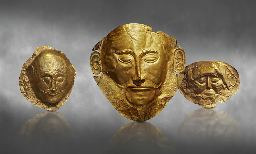 Mycenaean gold Mask of Agamemnon - Mycenae - National Archaeological Museum of Athens by Paul E Williams