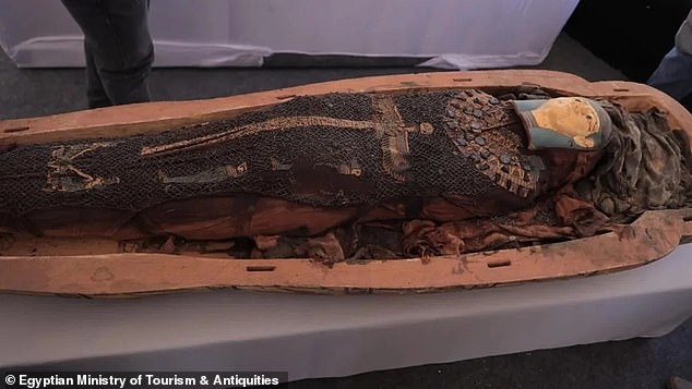 The Egyptian coffin contained the mummified remains of Tadi Ist, the daughter of Djehouti, the high priest in El-Ashmunein