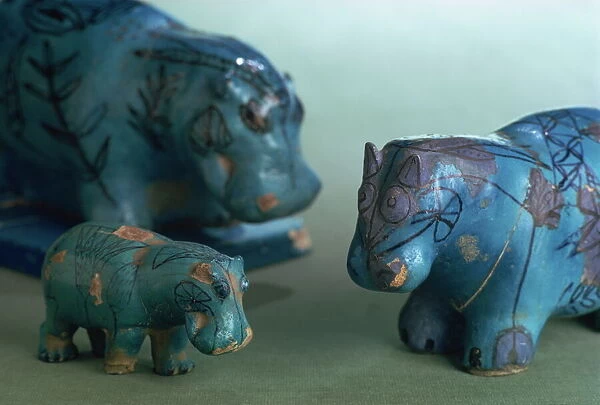 Faience animals from the 11th Dynasty in ancient Egypt