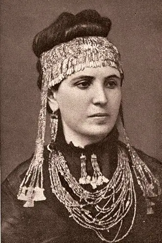 Sophia Schliemann (née Engastromenos) wearing the \