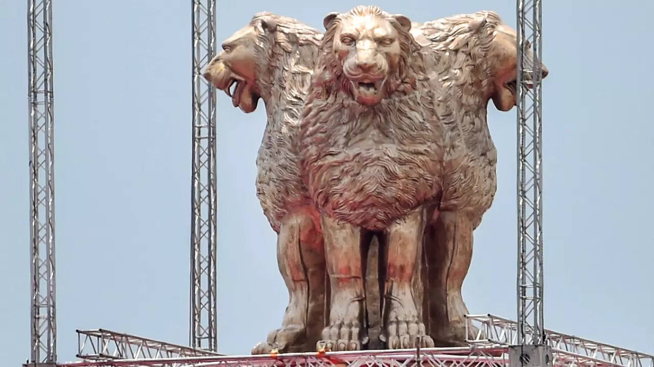 National Emblem of India: After national emblem cast, 'Lion Capital of  Asoka' itself fuels row but Modi govt justifies | India News - Times of  India