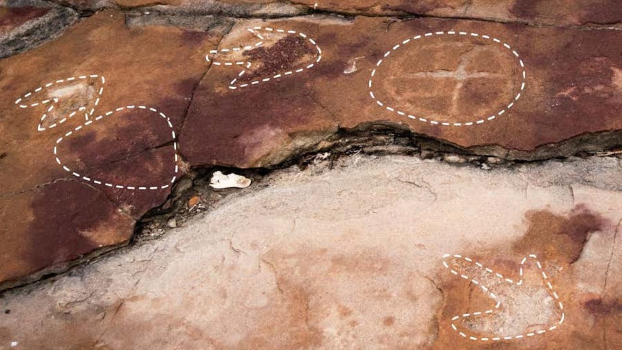 9,000-year-old rock art discovered among dinosaur footprints in Brazil