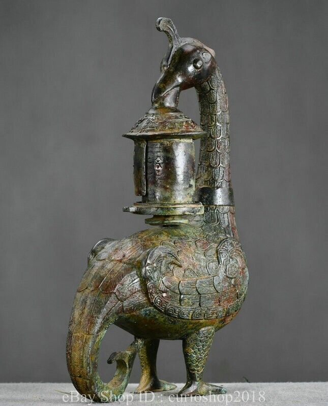 12.8 " Ancient China Bronze Ware Dynasty Bird Beast Portable palace lantern  | eBay