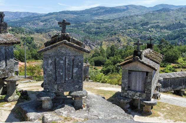 Traditional Espigueiros, Granary, Soajo Village, Peneda Geres National Park, Minho Province