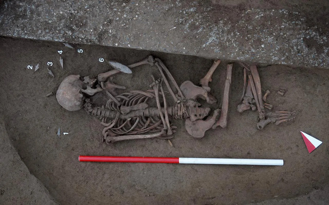 A Burial in a Crouched Position Reveals a Copper Age Individual, With a Dagger Carefully Placed on Their Upper Arm.