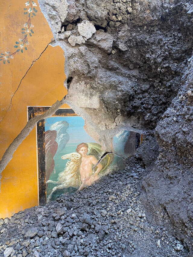 Another Captivating View of the Fresco Featuring Phrixus and Helle Uncovered in Pompeii