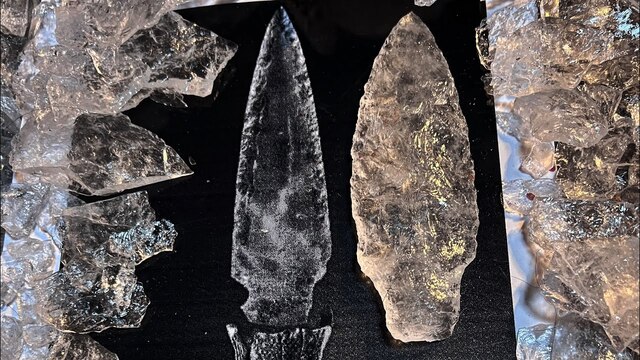 Artifacts like the clear quartz arrowhead may have been used in ceremonies or held as symbols of power and prestige.