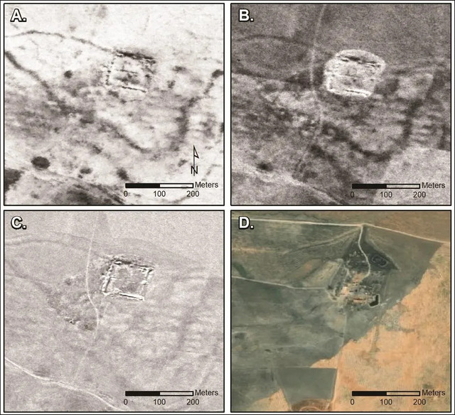 Comparing Older and Modern Satellite Imagery of a Roman Fort at Tell Brak, Northern Syria, Reveals Changes Over Time.