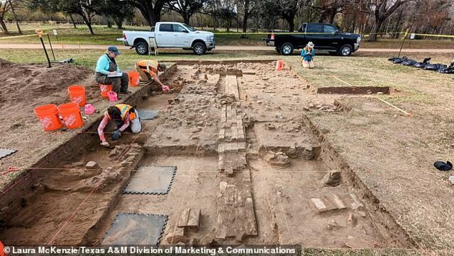 Excavations unearthed the base of a brick fireplace, marking the spot where a tavern once provided weary travelers with food and lodging.