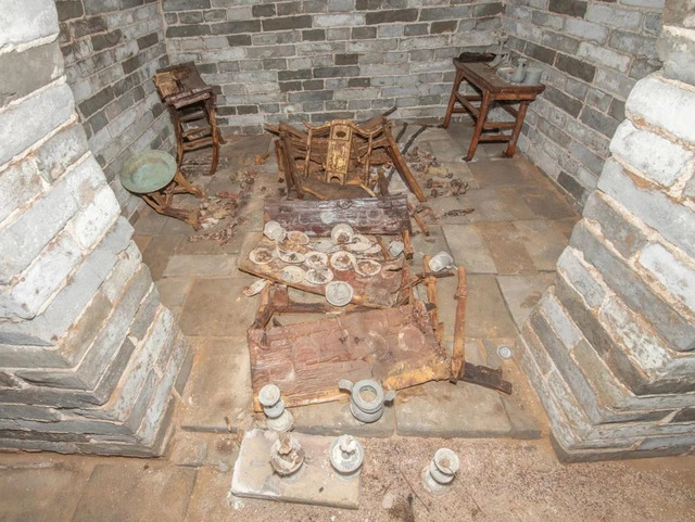 Funerary Furnishings Carefully Arranged in the Smaller Chamber