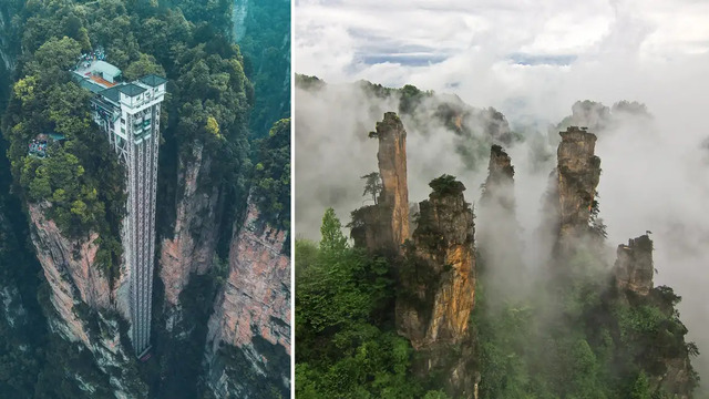 Once at the top, visitors are greeted by the grandeur of the Yuanjiajie Scenic Area