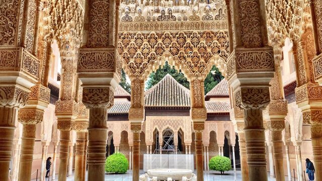 The Alhambra in Spain blends Islamic and Christian Medieval influences