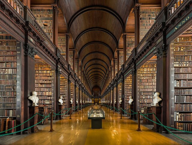 The Trinity College Library in Dublin, Ireland, with its iconic "Long Room"