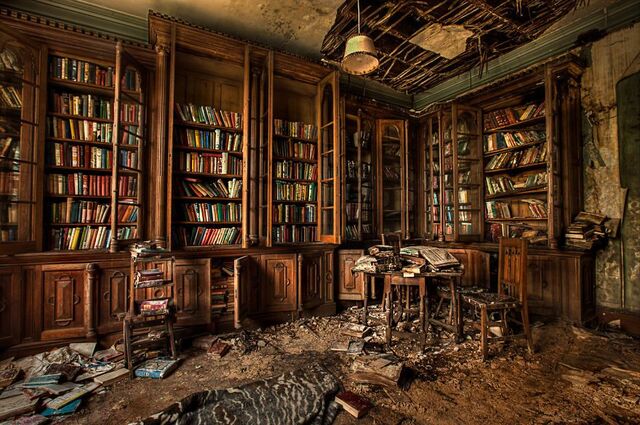 The beauty of abandoned libraries lies in their fragility