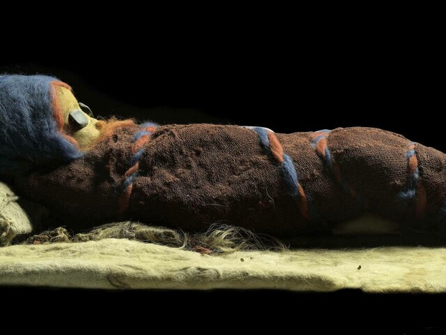 The infant mummy is one of approximately 200 naturally preserved bodies excavated from the Tarim Basin