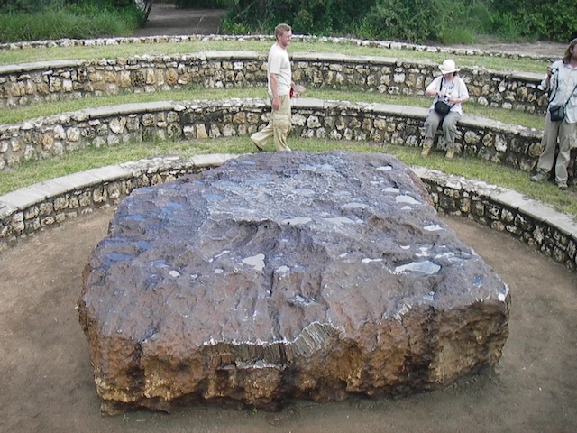 The massive Hoba meteorite in Namibia, the largest known meteorite on Earth, weighing around 60 tons