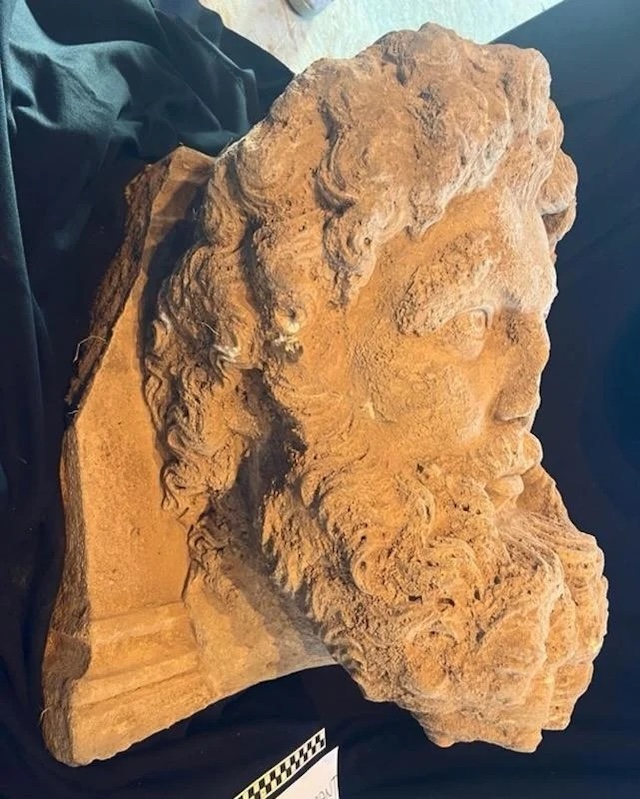 Side view of the marble head of Zeus, showcasing the precise sculpting techniques employed by ancient Aphrodisian artists