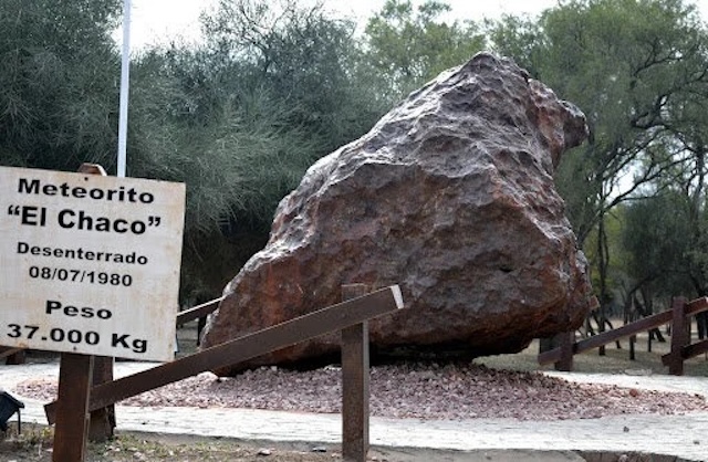 The El Chaco meteorite in Argentina, weighing over 37 tons, a part of a larger meteorite shower in the Campo del Cielo region