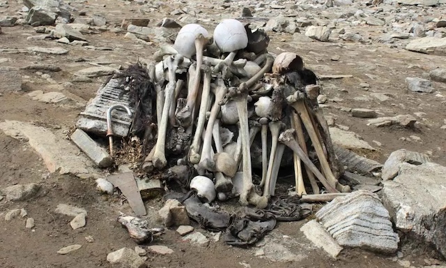 Piles of human bones, once hidden beneath the ice, are now exposed at Roopkund Lake, leaving behind unanswered questions