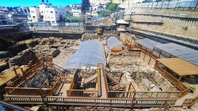 Archaeological dig at the Davidson Archaeological Garden in Jerusalem, where the amulet was uncovered