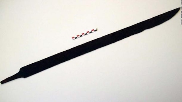 An example of a restored Viking sword, similar in style and significance to the one found during the hunt in Iceland