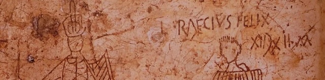 Graffiti found on the walls of Pompeii, illustrating personal messages and artwork that offer insight into the lives and emotions of the city's inhabitant