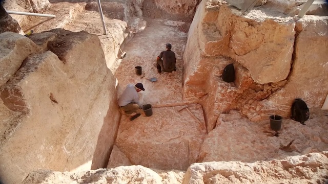 Excavation at Mount Hotzvim quarry, where stones for ancient Jerusalem were sourced