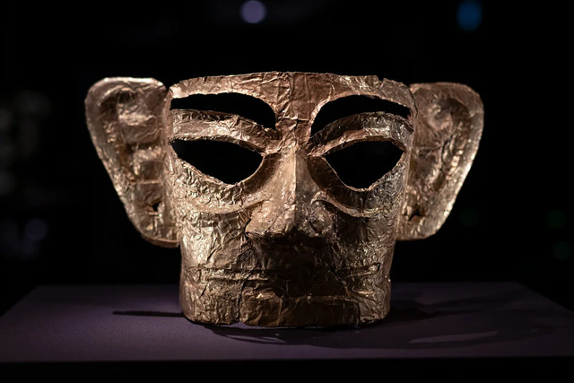 A Gold Mask, One of Thousands of Artifacts Unearthed at Sanxingdui in Sichuan Province, Highlights the Rich Cultural Heritage of the Region.