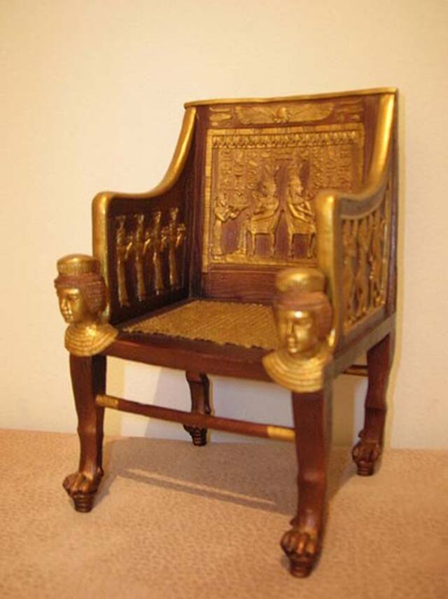 A Replica of the Chair of Princess Sitamun, an Artifact From the Tomb of Yuya and Tuya, Reflecting the Grandeur of the 18th Dynasty.