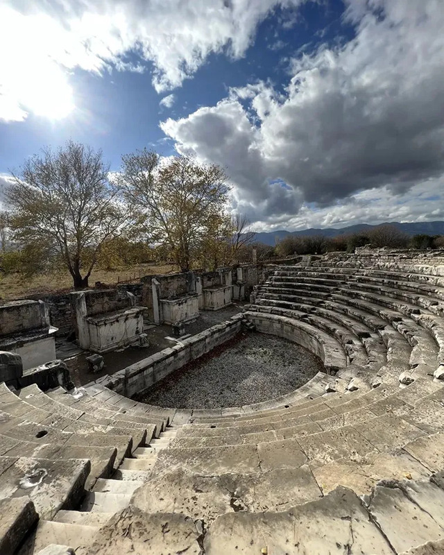 A closer look at the smaller theatre of Sagalassos, surrounded by nature and dramatic skies