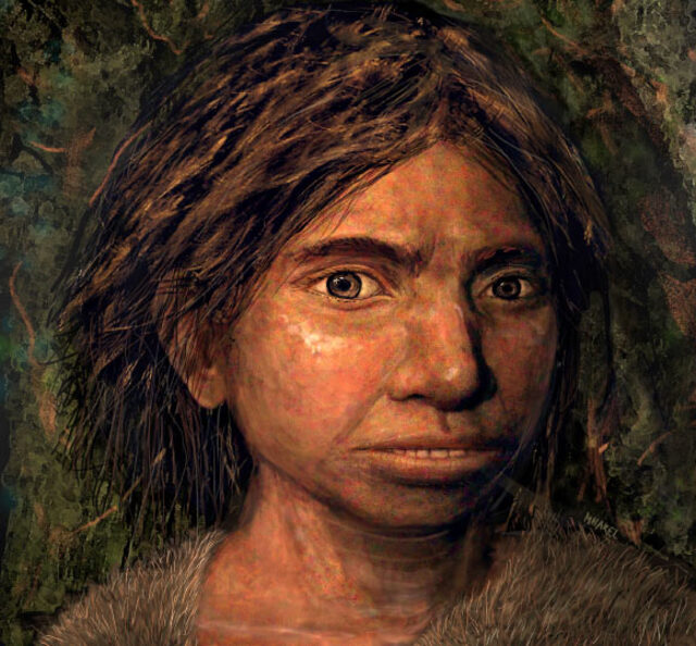 A depiction of a young female Denisovan, crafted using skeletal profiles and insights from ancient DNA methylation mapping.