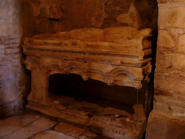 A desecrated sarcophagus in St. Nicholas Church, Demre, once the resting place of Saint Nicholas’s remains until their relocation in 1087.