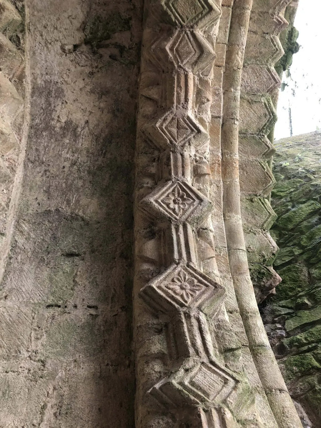 A detailed view of the ornate stone carvings that highlight the artistic mastery of medieval Ireland.