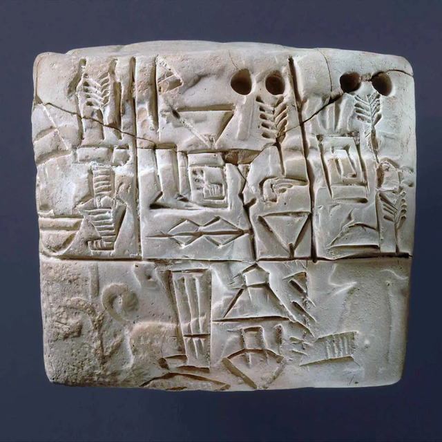 A proto-cuneiform tablet meticulously recording the distribution of barley, offering a glimpse into the city’s advanced administrative system.