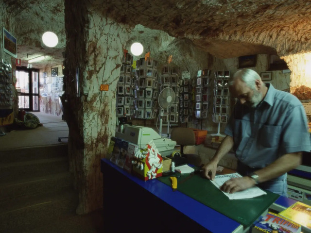 A quaint underground bookstore in Coober Pedy invites visitors to browse in comfort.