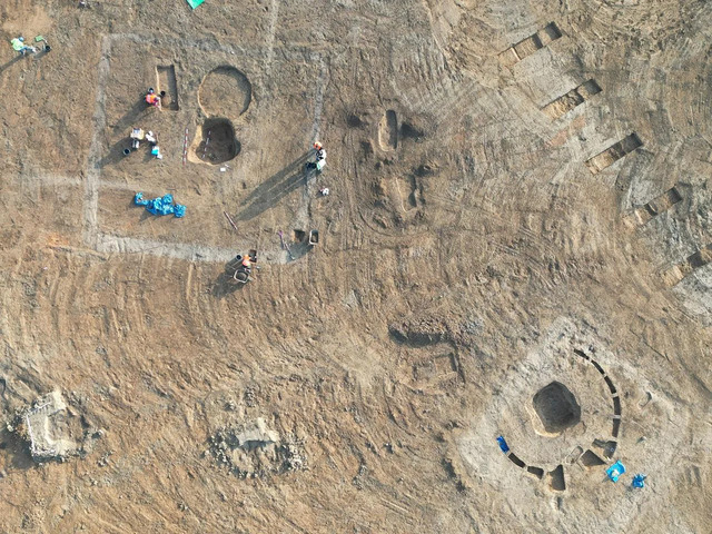 A stunning aerial view captures the layout of ancient graves, offering a glimpse into the mysteries of the past.