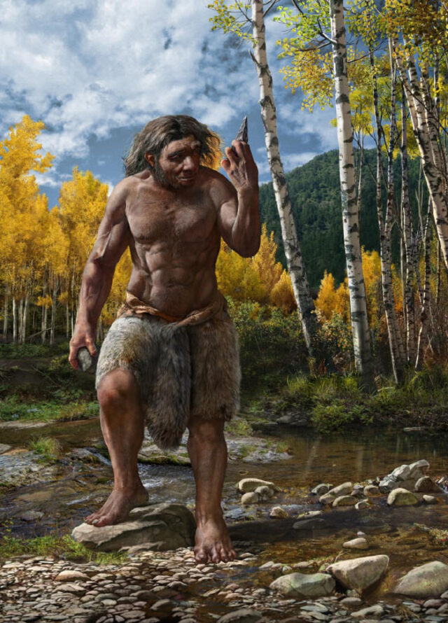 A vivid portrayal of Homo longi amidst the natural environment he once inhabited.