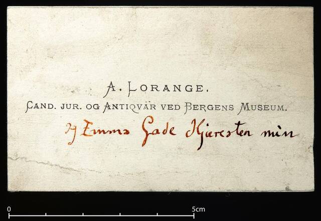 Among the artifacts was a business card belonging to Anders Lorange, unearthed from within the Myklebust ship mound.