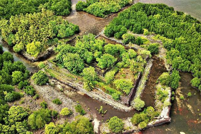 An Aerial View of Nan Madol Showcases Its Enigmatic Network of Ruined Structures Spread Across Coral Reefs.