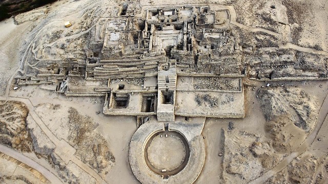 The stunning layout of Caral, a 5,000-year-old urban masterpiece nestled in the Supe Valley of Peru.