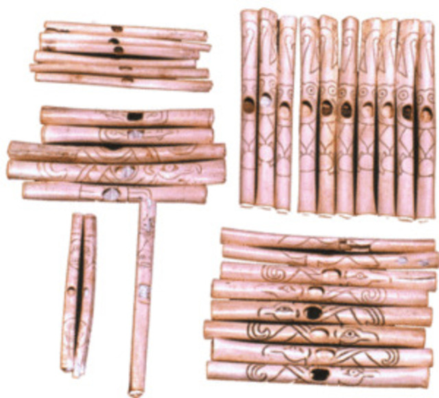 Ancient flutes found in Caral, demonstrating the importance of music in this early society.